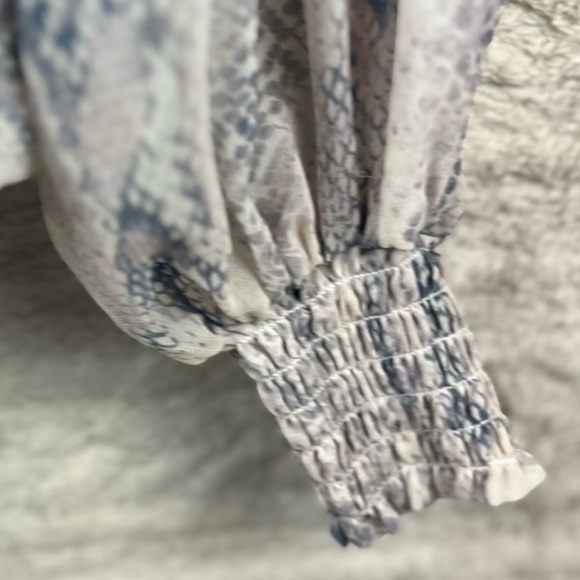 VICI Boho Snake Print Sheer Smocked Blouse Top Small - Picture 4 of 14